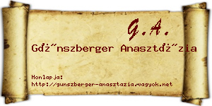 Günszberger Anasztázia névjegykártya